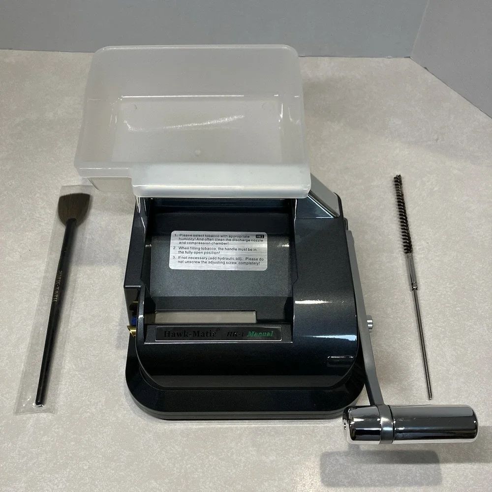 NOB Hawk-Matic HK-1 Manual Cigarette Injector Machine Charcoal Gray Chrome